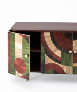 Solomia Straw Marquetry Credenza- left door open- Styylish