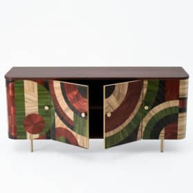 Solomia Straw Marquetry Credenza, Color Scheme 3, Handmade