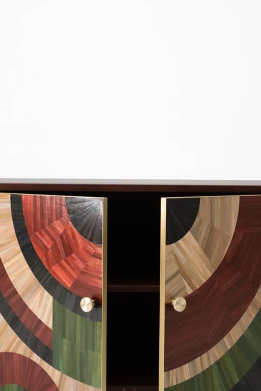 Solomia Straw Marquetry Credenza- doors open- Styylish