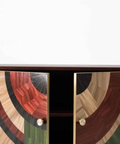 Solomia Straw Marquetry Credenza- doors open- Styylish
