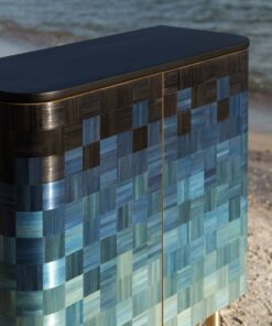 Natura Straw Marquetry cabinet- lateral view- Styylish