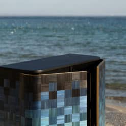 Natura Straw Marquetry cabinet- seaside background- Styylish