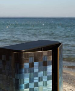 Natura Straw Marquetry cabinet- seaside background- Styylish