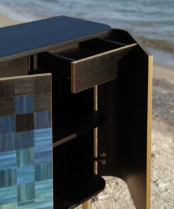 Natura Straw Marquetry cabinet- view of the drawer- Styylish
