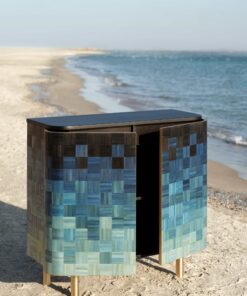 Natura Straw Marquetry cabinet- doors open- Styylish