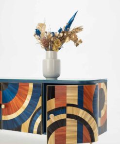 Solomia straw marquetry cabinet- side view- Styylish