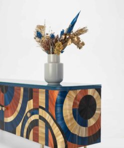 Solomia straw marquetry cabinet- side marquetry view- Styylish