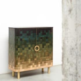 Natura Cabinet Forest, Straw Marquetry, Handmade