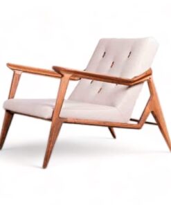 Modern Custom Made Armchair- wood with beige upholstery- Styylish