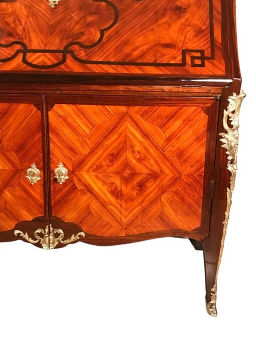 French Louis XV Secretary Desk- detail of the veneer on the doors- Styylish