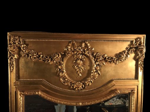 Louis XVI Style Trumeau Mirror - Top Garland Detail - Styylish