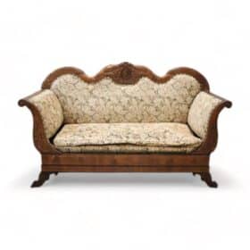 19th Century Italian Charles X Carved Walnut Antique Settee