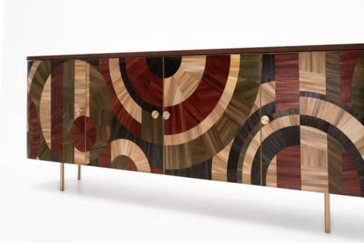 Modern Credenza with Straw marquetry- lateral view- Styylish