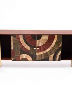 Modern Credenza with Straw marquetry- side doors open- Styylish