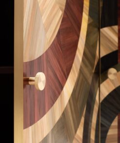 Modern Credenza with Straw marquetry- brass detail- Styylish