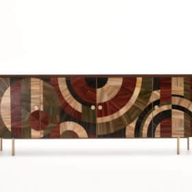 Modern Credenza with Straw Marquetry, Solomia Series, Color Scheme 1, Handmade