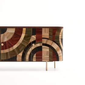 Modern Credenza with Straw Marquetry, Solomia Series, Color Scheme 1, Handmade