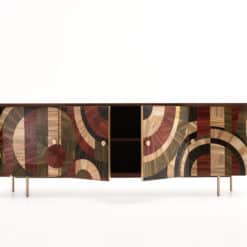 Modern Credenza with Straw marquetry- middle doors open- Styylish