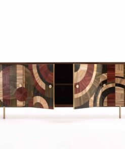 Modern Credenza with Straw marquetry- middle doors open- Styylish