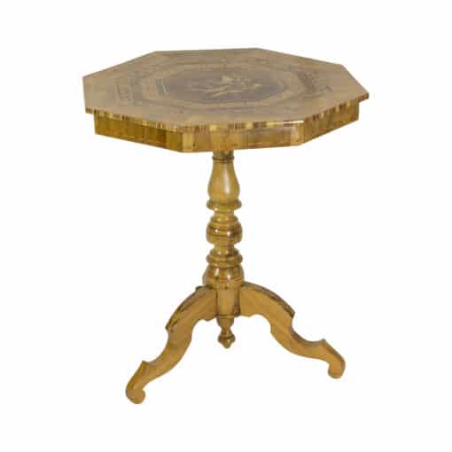 Marquetry Side Table- view of central leg- Styylish