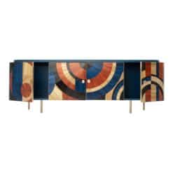 Solomia Straw Marquetry Cabinet- ope doors- Styylish