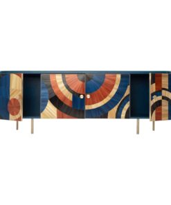 Solomia Straw Marquetry Cabinet- ope doors- Styylish