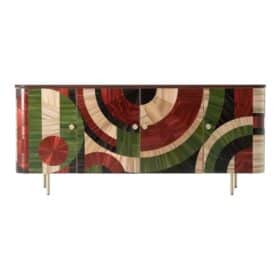 Solomia Straw Marquetry Credenza, Color Scheme 3, Handmade