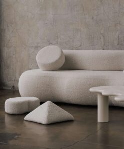 Boucle Sofa- with three cushions and a table- Styylish