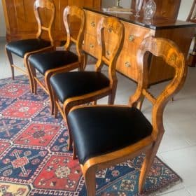 Set of Four Walnut Biedermeier Chairs, 1830