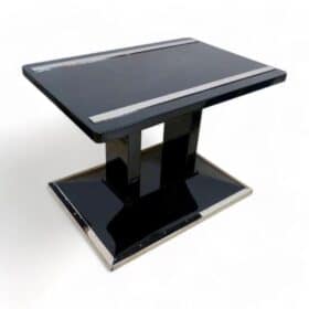 Chrome Bauhaus Side Table, Black Lacquer, Austria, circa 1920