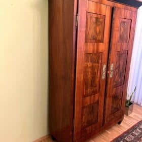 Large Biedermeier Wardrobe, Cherry, Walnut, Ebony, Brass, Southern Germany circa 1820