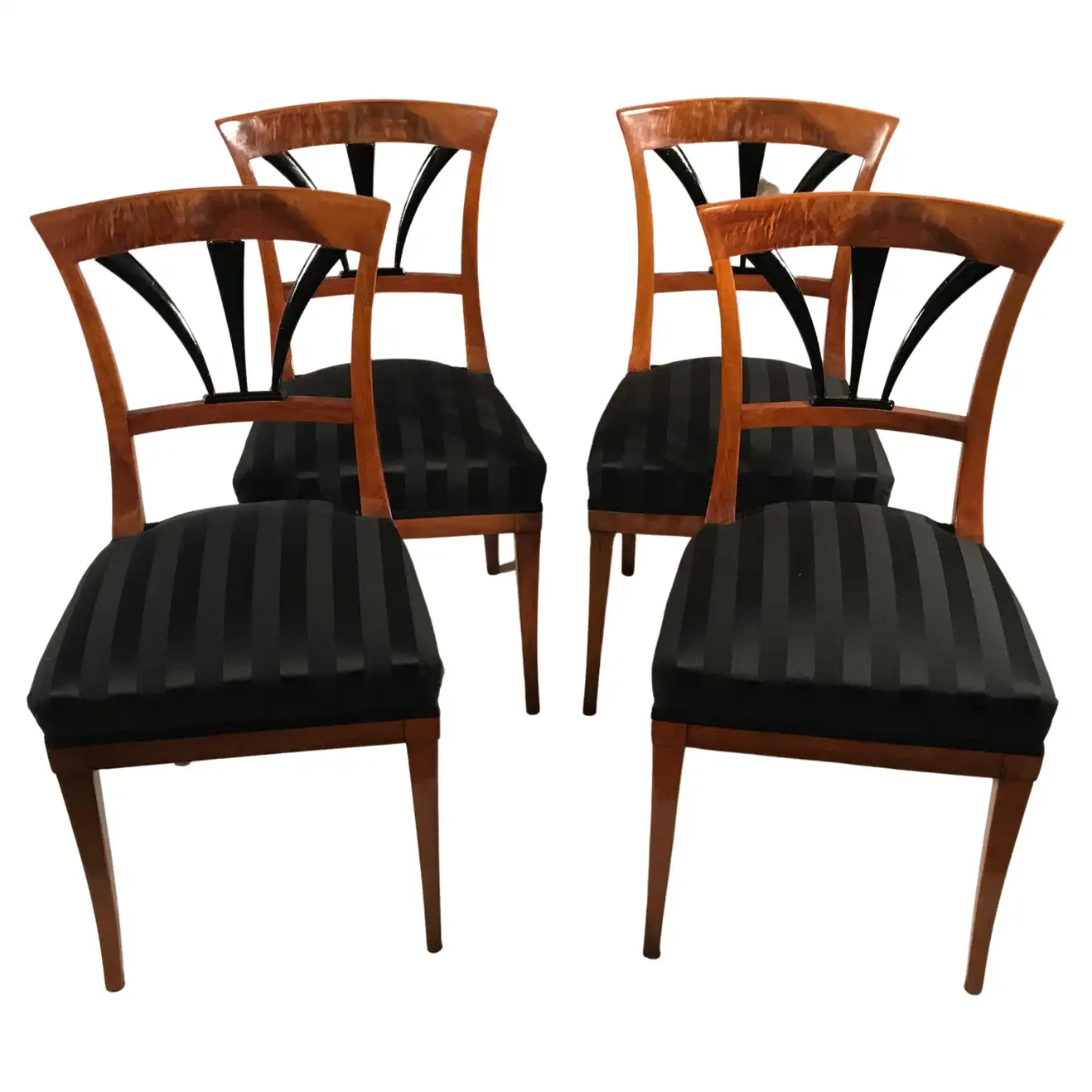 Set of four Biedermeier Walnut Chairs- Styylish