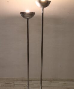 Chrome and Marble Floor Lamp - with Lights on - Styylish