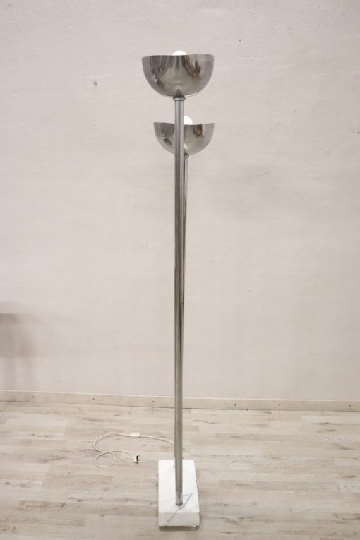 Chrome and Marble Floor Lamp - Side View - Styylish