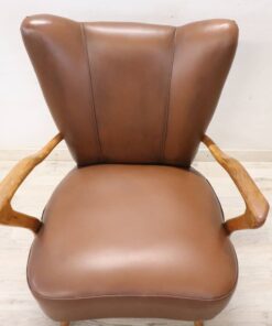 Italian Mid-Century Armchair - Faux Leather Detail - Styylish