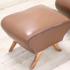 Pair of Italian Mid-Century Stools - Faux Leather Cushion - Styylish