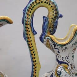 Italian Deruta Ceramic Amphorae - Hand Painted Handle Detail - Styylish