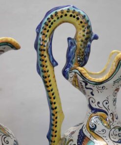 Italian Deruta Ceramic Amphorae - Hand Painted Handle Detail - Styylish