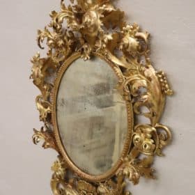 18th Century Italian Baroque Carved Gilded Wood Mirror