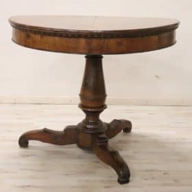 Charles X Round Table, Solid Walnut, 19th Century