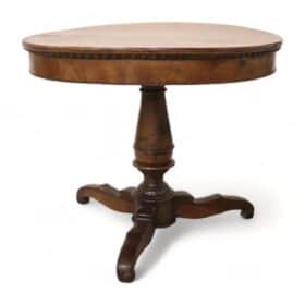 Charles X Round Table, Solid Walnut, 19th Century