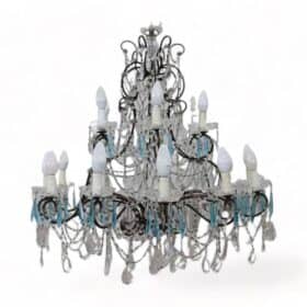 Early 20th Century Italian Bronze and Crystal Chandelier