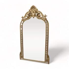 Antique Lacquered and Gilded Wood Mirror