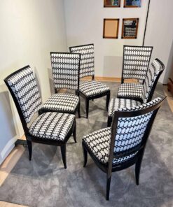 Art Deco High Back Dining Chairs - Set of Six Facing Different Ways - Styylish