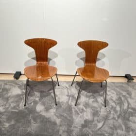 Pair of 3105 Mosquito Chairs by Arne Jacobsen, F. Hansen, Teak, Denmark, 1950s