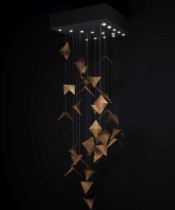 Portal Chandelier - Gold with Dark Background and Lights - Styylish