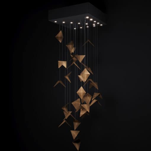 Portal Chandelier - Gold with Dark Background and Lights - Styylish