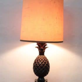 Vintage Brown Pineapple Ceramic Table Lamp, 1970s