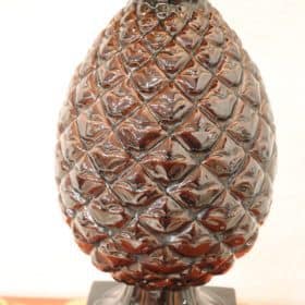 Vintage Brown Pineapple Ceramic Table Lamp, 1970s