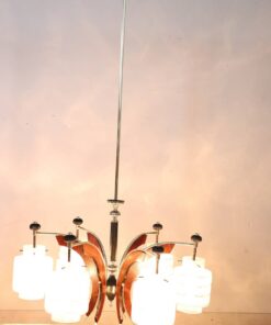 Metal and Brass Chandelier - With Lights On - Styylish